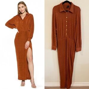 Alexia Admor Women Maxi Dress XL Orange Stretchy Contemporary Preppy Cocktail